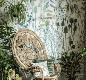 Fancy chair in a plant themed room