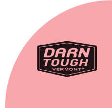 Darn Tough logo with pink curved background