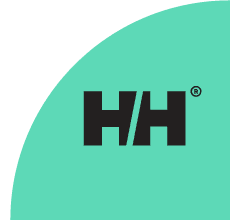 Helly Hansen logo with green curved background