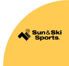 Sun & Ski Sports logo with yellow curved background
