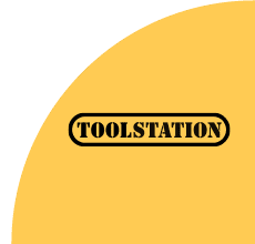 Toolstation logo with yellow curved background