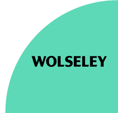 Wolseley logo with green curved background