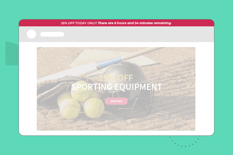 Sale banner notification on a sporting goods website