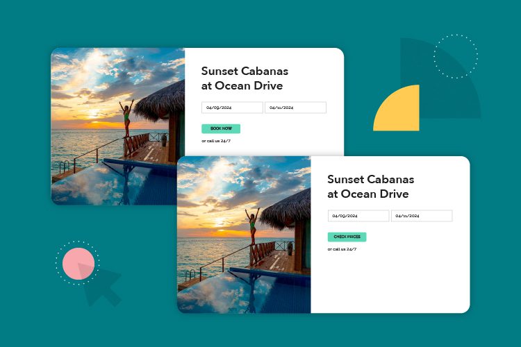 A/B test of bookings page on resort website