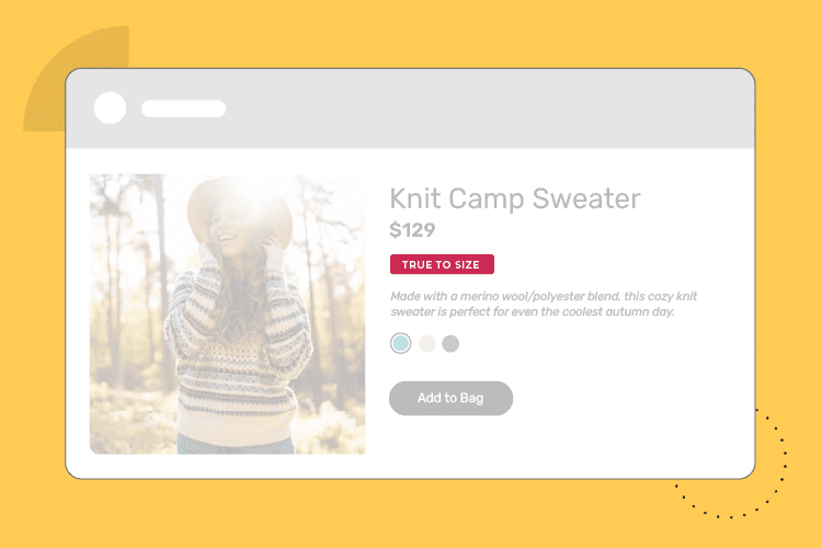 Badging on a knit sweater product page
